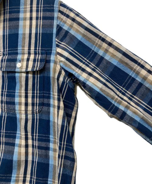 A BATHING APE（ア ベイシング エイプ）A BATHING APE (ア ベイシング エイプ) ヘビーコットンチェックシャツ ブルー サイズ:Lの古着・服飾アイテム