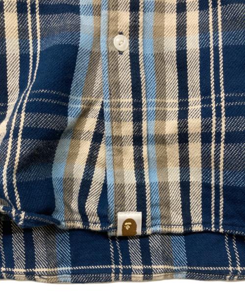 A BATHING APE（ア ベイシング エイプ）A BATHING APE (ア ベイシング エイプ) ヘビーコットンチェックシャツ ブルー サイズ:Lの古着・服飾アイテム