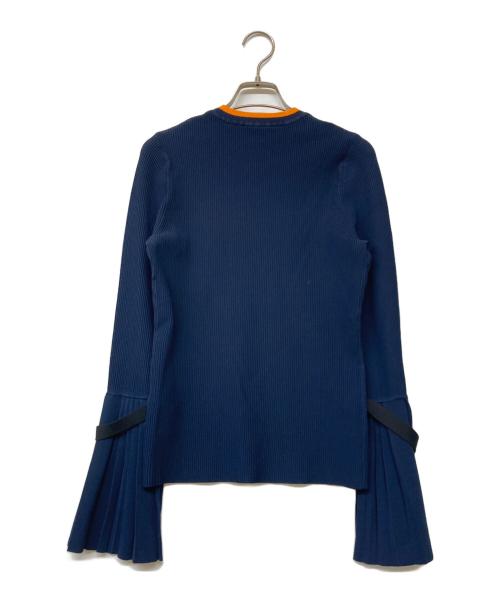 3.1 phillip lim（スリーワンフィリップリム）3.1 phillip lim (スリーワンフィリップリム) キャンディースリーブタイトリブニット ネイビー サイズ:Sの古着・服飾アイテム