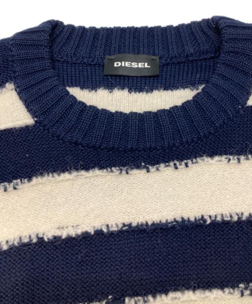 DIESEL（ディーゼル）DIESEL (ディーゼル) K-Brodie アルパカ混ボーダーニット ネイビー×ホワイト サイズ:XSの古着・服飾アイテム