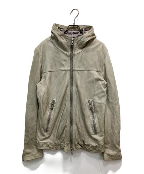 GIORGIO BRATO（ジョルジョブラッド）GIORGIO BRATO (ジョルジョブラッド) ユーズド加工レザージップブルゾン グレー サイズ:44の古着・服飾アイテム