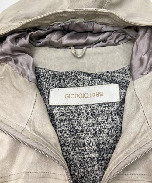 GIORGIO BRATO（ジョルジョブラッド）GIORGIO BRATO (ジョルジョブラッド) ユーズド加工レザージップブルゾン グレー サイズ:44の古着・服飾アイテム