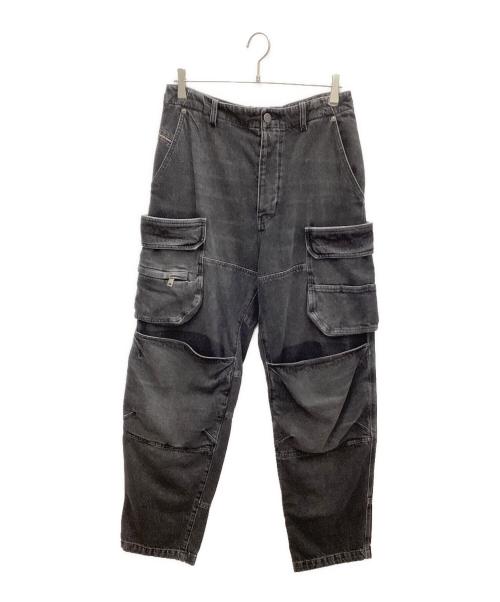 DIESEL（ディーゼル）DIESEL (ディーゼル) d-fish 0hlaa デニムカーゴパンツ ブラック サイズ:28の古着・服飾アイテム