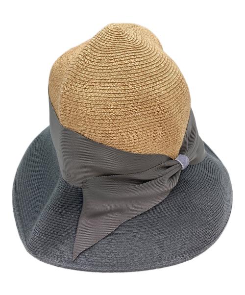 Athena NEW YORK（アシーナニューヨーク）Athena NEW YORK (アシーナニューヨーク) バイカラーペーパーハット ベージュ×グレーの古着・服飾アイテム