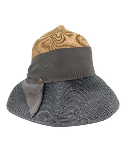 Athena NEW YORK（アシーナニューヨーク）Athena NEW YORK (アシーナニューヨーク) バイカラーペーパーハット ベージュ×グレーの古着・服飾アイテム