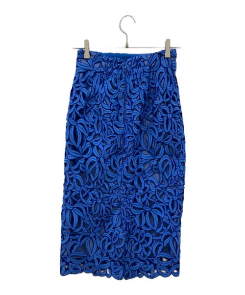 Mystrada（マイストラーダ）Mystrada (マイストラーダ) 大柄レースタイトスカート ブルー サイズ:34の古着・服飾アイテム