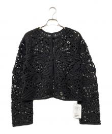 BEAUTY&YOUTH（ビューティーアンドユース）の古着「24SS コットンナイロン エンブロイダリー カーディガン」｜ブラック