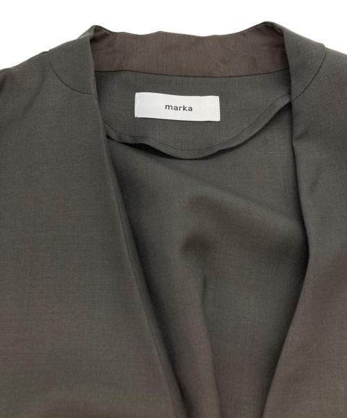 MARKA（マーカ）MARKA (マーカ) オーガニックウール モヘア トロピカル ラペルレス シャツ ジャケット ブラウン サイズ:2の古着・服飾アイテム