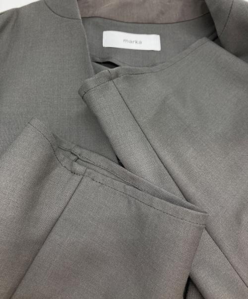 MARKA（マーカ）MARKA (マーカ) オーガニックウール モヘア トロピカル ラペルレス シャツ ジャケット ブラウン サイズ:2の古着・服飾アイテム