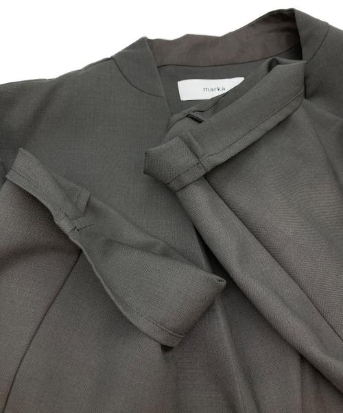 MARKA（マーカ）MARKA (マーカ) オーガニックウール モヘア トロピカル ラペルレス シャツ ジャケット ブラウン サイズ:2の古着・服飾アイテム