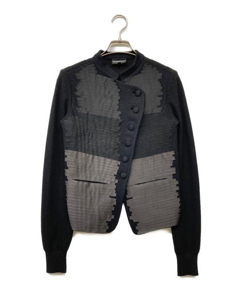 EMPORIO ARMANI（エンポリオアルマーニ）EMPORIO ARMANI (エンポリオアルマーニ) テープ装飾ウールジャケット ブラック サイズ:40の古着・服飾アイテム