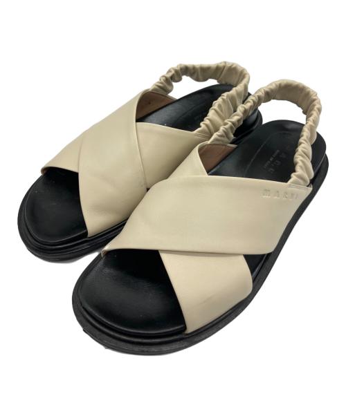 MARNI（マルニ）MARNI (マルニ) レザークロスサンダル ベージュ サイズ:37 1/2の古着・服飾アイテム