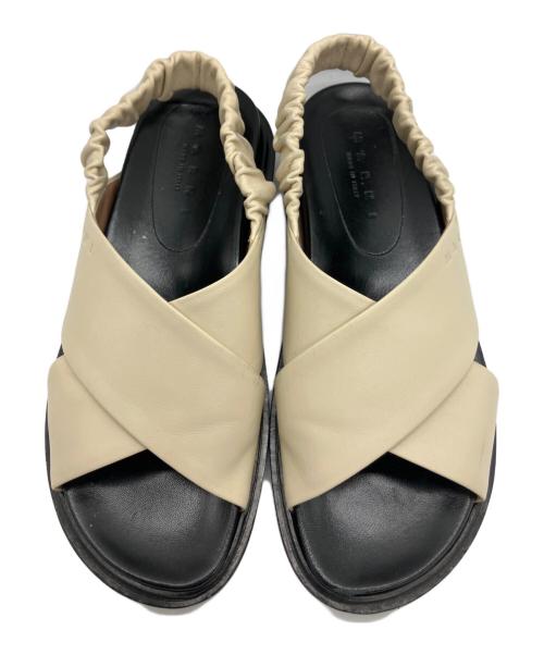 MARNI（マルニ）MARNI (マルニ) レザークロスサンダル ベージュ サイズ:37 1/2の古着・服飾アイテム