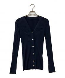 SOEJU（ソージュ）の古着「ワイドリブVネックカーディガン」｜ネイビー