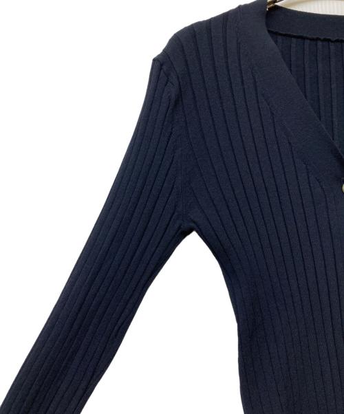 SOEJU（ソージュ）SOEJU (ソージュ) ワイドリブVネックカーディガン ネイビー サイズ:Sの古着・服飾アイテム