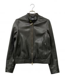 EMMETI（エンメティ）の古着「JURI ラムスキン シングル ライダース ジャケット」｜ブラック