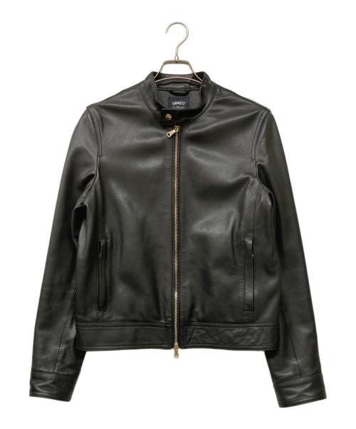 EMMETI（エンメティ）EMMETI (エンメティ) JURI ラムスキン シングル ライダース ジャケット ブラック サイズ:46の古着・服飾アイテム