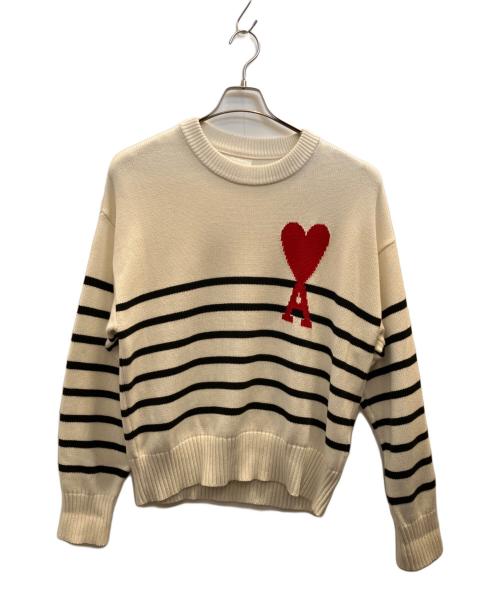 AMI Alexandre Mattiussi（アミアレクサンドルマテュッシ）AMI Alexandre Mattiussi (アミアレクサンドルマテュッシ) ボーダーセーター ホワイト×ブラック サイズ:Ｌの古着・服飾アイテム