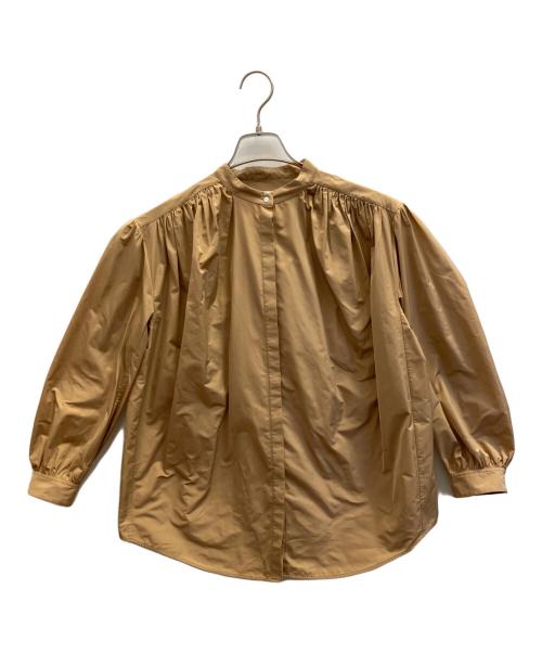 JIL SANDER（ジルサンダー）JIL SANDER (ジルサンダー) バンドカラーギャザーシャツ キャメル サイズ:SIZE 34の古着・服飾アイテム