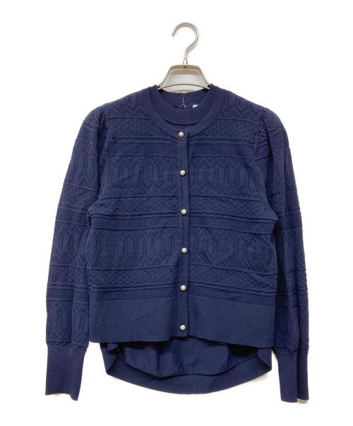 KUMIKYOKU（クミキョク）KUMIKYOKU (クミキョク) 編地ニット ツインセット ネイビー サイズ:2の古着・服飾アイテム