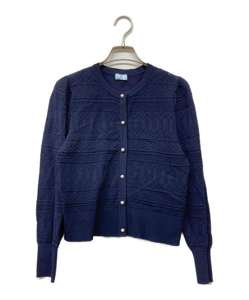 KUMIKYOKU（クミキョク）KUMIKYOKU (クミキョク) 編地ニット ツインセット ネイビー サイズ:2の古着・服飾アイテム