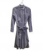 LAUREN RALPH LAURENローレンラルフローレン）の古着「マルチストライプシャツワンピース」｜ブルー