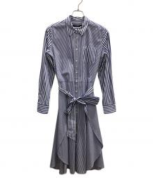 LAUREN RALPH LAUREN（ローレンラルフローレン）の古着「マルチストライプシャツワンピース」｜ブルー