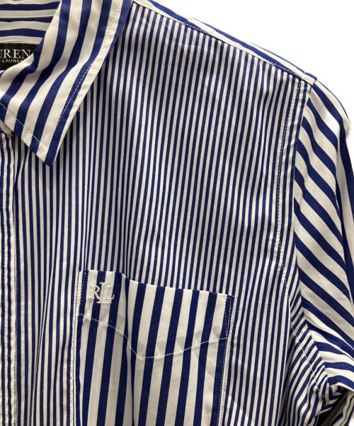 LAUREN RALPH LAUREN（ローレンラルフローレン）LAUREN RALPH LAUREN (ローレンラルフローレン) マルチストライプシャツワンピース ブルー サイズ:4の古着・服飾アイテム