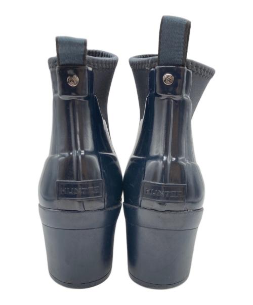 HUNTER（ハンター）HUNTER (ハンター) リファインド グロス ミッド ヒール ブーツ ネイビー サイズ:EU 38の古着・服飾アイテム