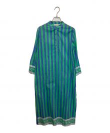 SZ Blockprints（エスゼットブロックプリント）の古着「ストライプワンピース」｜グリーン×ブルー