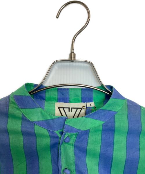 SZ Blockprints（エスゼットブロックプリント）SZ Blockprints (エスゼットブロックプリント) ストライプワンピース グリーン×ブルー サイズ:Sの古着・服飾アイテム