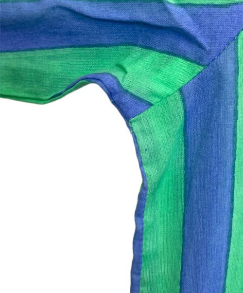 SZ Blockprints（エスゼットブロックプリント）SZ Blockprints (エスゼットブロックプリント) ストライプワンピース グリーン×ブルー サイズ:Sの古着・服飾アイテム