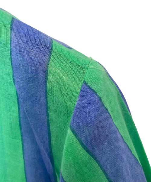 SZ Blockprints（エスゼットブロックプリント）SZ Blockprints (エスゼットブロックプリント) ストライプワンピース グリーン×ブルー サイズ:Sの古着・服飾アイテム