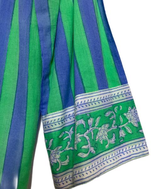 SZ Blockprints（エスゼットブロックプリント）SZ Blockprints (エスゼットブロックプリント) ストライプワンピース グリーン×ブルー サイズ:Sの古着・服飾アイテム