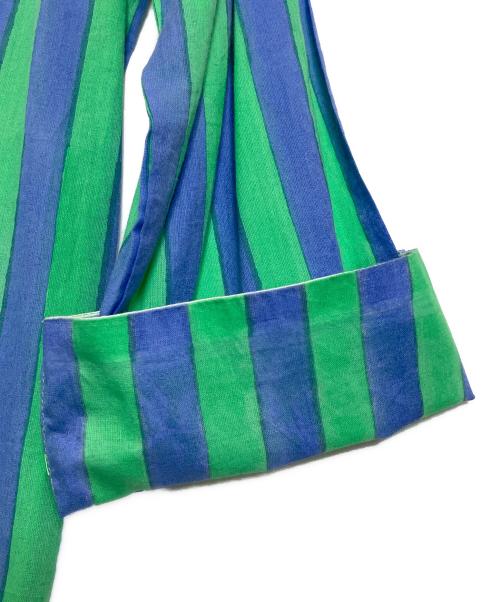 SZ Blockprints（エスゼットブロックプリント）SZ Blockprints (エスゼットブロックプリント) ストライプワンピース グリーン×ブルー サイズ:Sの古着・服飾アイテム