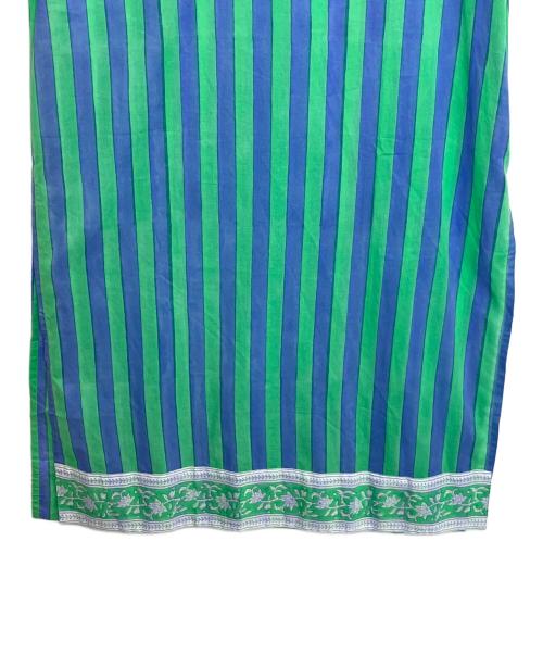SZ Blockprints（エスゼットブロックプリント）SZ Blockprints (エスゼットブロックプリント) ストライプワンピース グリーン×ブルー サイズ:Sの古着・服飾アイテム