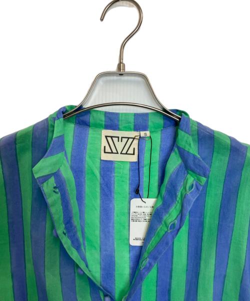 SZ Blockprints（エスゼットブロックプリント）SZ Blockprints (エスゼットブロックプリント) ストライプワンピース グリーン×ブルー サイズ:Sの古着・服飾アイテム