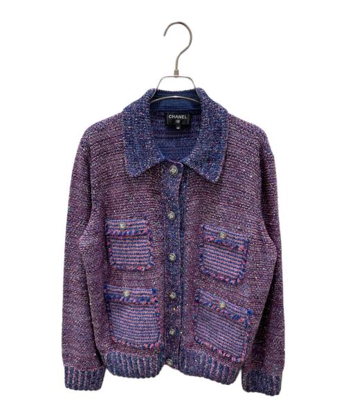 CHANEL（シャネル）CHANEL (シャネル) 4ポケットスパンコールジャケット パープル×ピンク サイズ:38の古着・服飾アイテム