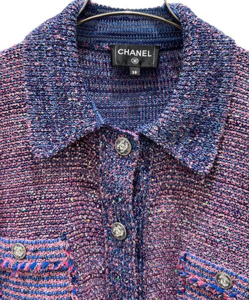 CHANEL（シャネル）CHANEL (シャネル) 4ポケットスパンコールジャケット パープル×ピンク サイズ:38の古着・服飾アイテム