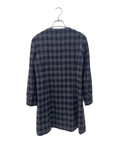 CHANEL（シャネル）CHANEL (シャネル) ウール×シルクチェックワンピース ネイビー×グレー サイズ:38の古着・服飾アイテム