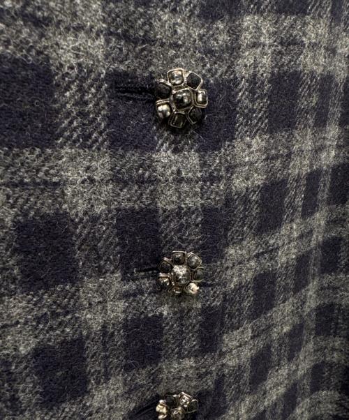 CHANEL（シャネル）CHANEL (シャネル) P73 ウール×シルクチェックワンピース ネイビー×グレー サイズ:38の古着・服飾アイテム