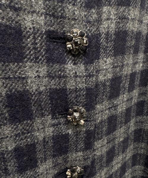 CHANEL（シャネル）CHANEL (シャネル) ウール×シルクチェックワンピース ネイビー×グレー サイズ:38の古着・服飾アイテム