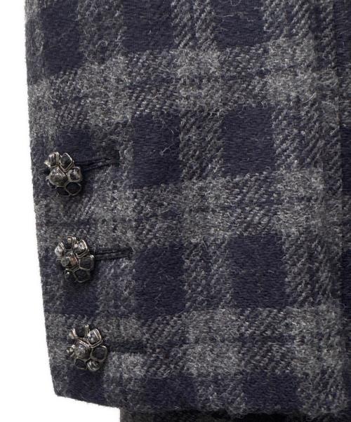CHANEL（シャネル）CHANEL (シャネル) ウール×シルクチェックワンピース ネイビー×グレー サイズ:38の古着・服飾アイテム