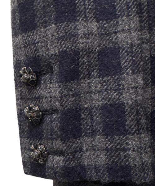 CHANEL（シャネル）CHANEL (シャネル) P73 ウール×シルクチェックワンピース ネイビー×グレー サイズ:38の古着・服飾アイテム
