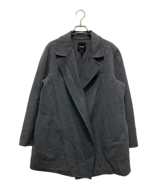 theory（セオリー）theory (セオリー) ウールカシミヤラップコート チャコールメランジ サイズ:Mの古着・服飾アイテム