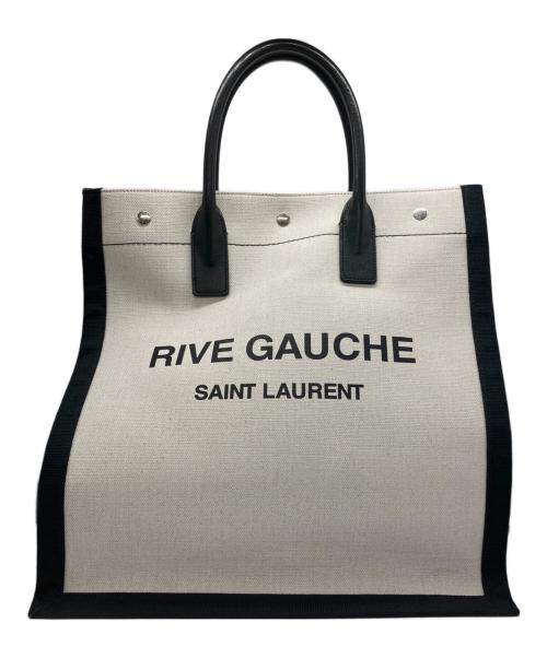 Saint Laurent Paris（サンローランパリ）Saint Laurent Paris (サンローランパリ) RIVE GAUCHE/トートバッグ アイボリー×ブラックの古着・服飾アイテム