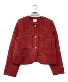 La TOTALITE（ラ ト―タリテ）の古着「24AW ラメツイードノーカラージャケット」｜レッド