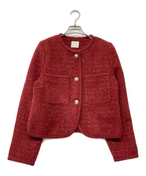 La TOTALITE（ラ ト―タリテ）La TOTALITE (ラ ト―タリテ) 24AW ラメツイードノーカラージャケット レッド サイズ:38の古着・服飾アイテム