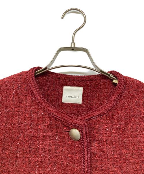La TOTALITE（ラ ト―タリテ）La TOTALITE (ラ ト―タリテ) 24AW ラメツイードノーカラージャケット レッド サイズ:38の古着・服飾アイテム