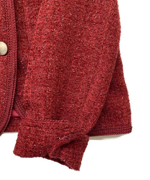 La TOTALITE（ラ ト―タリテ）La TOTALITE (ラ ト―タリテ) 24AW ラメツイードノーカラージャケット レッド サイズ:38の古着・服飾アイテム